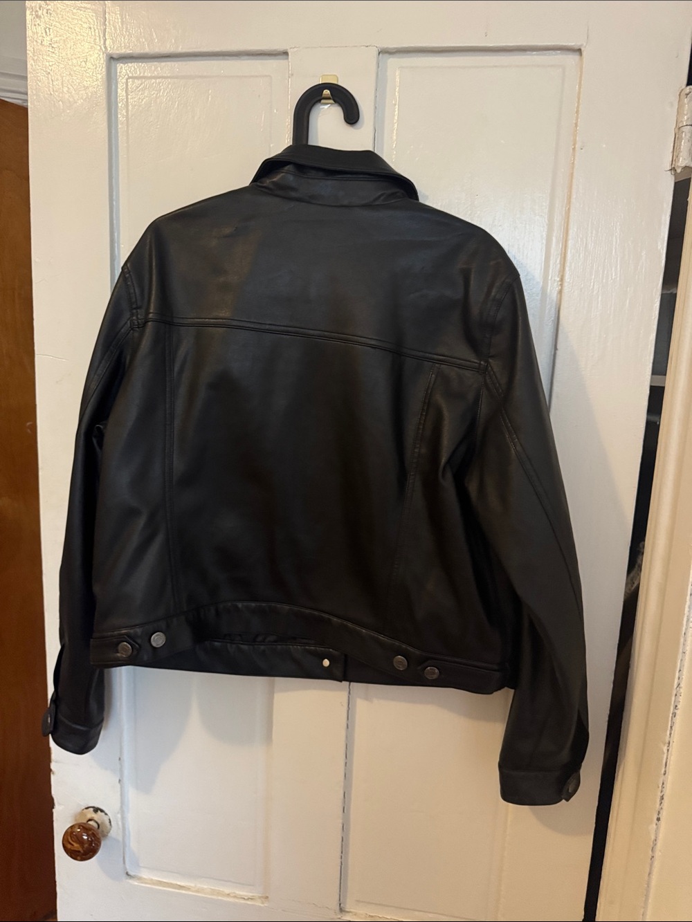 GAP - Black Faux Leather Trucker Jacket - Picture 3 of 3
